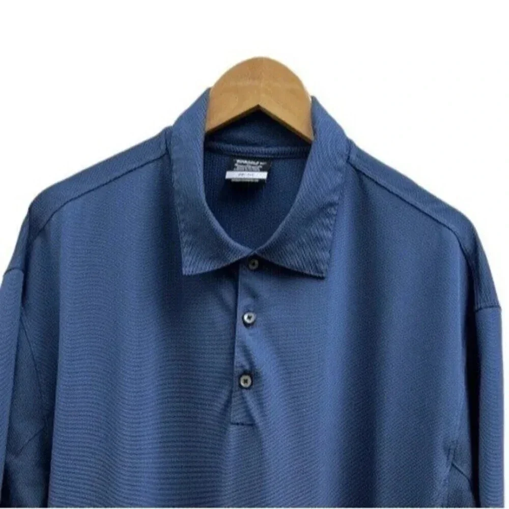 Nike Golf DryFit Polo Shirt Mens‎ XL Blue Textured Short Sleeve​​